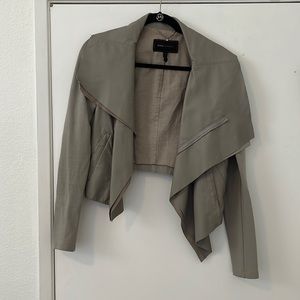 BCBG Maxazria S Gray Leather Jacket